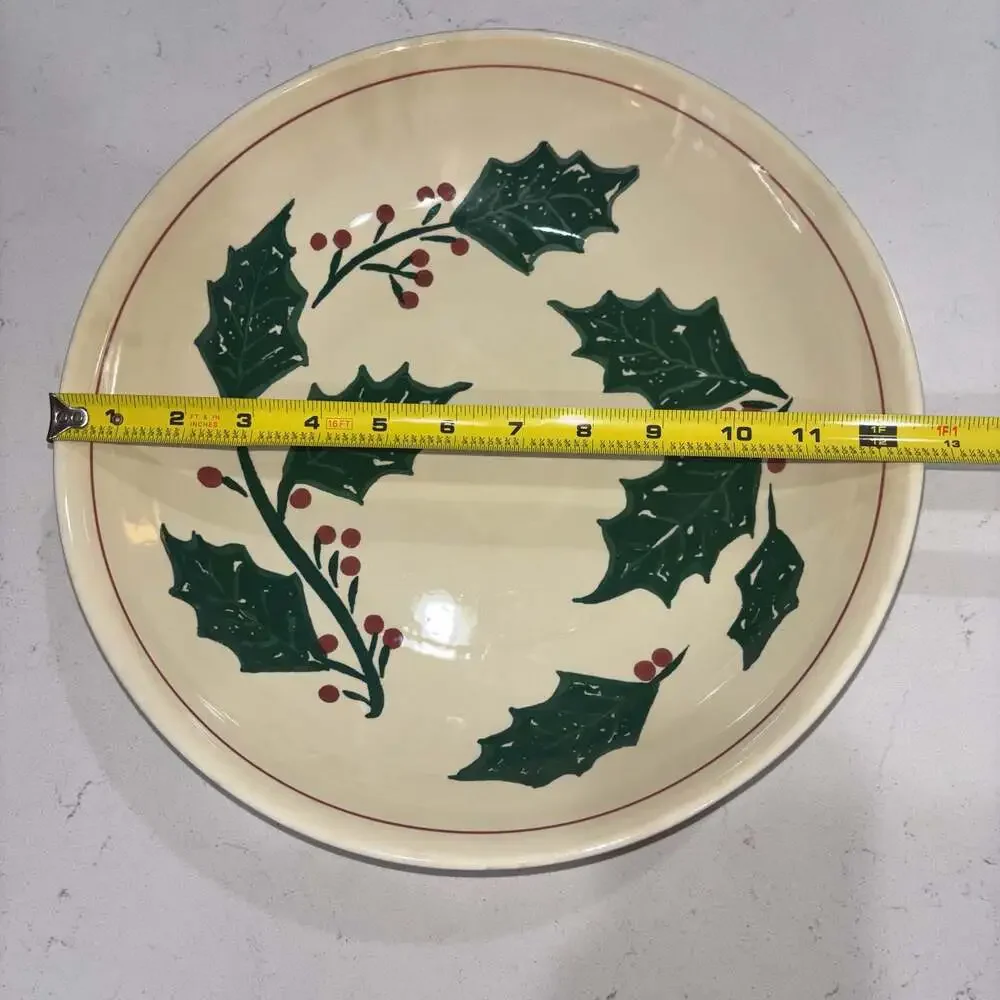 La Primula 12.5” Christmas Holly Bowl Salad Pasta Dish Made In Italy